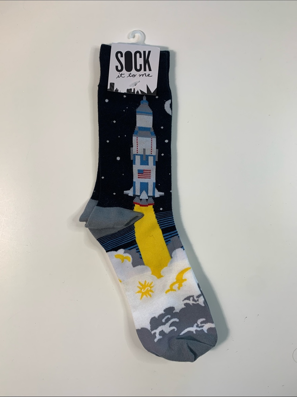 Sock It To Me - Unisex Rocket Crew Socks - Black & Yellow